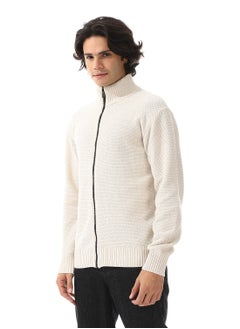 Andora Ribbed Neck & Trim Zipper Sweater  - Image 2