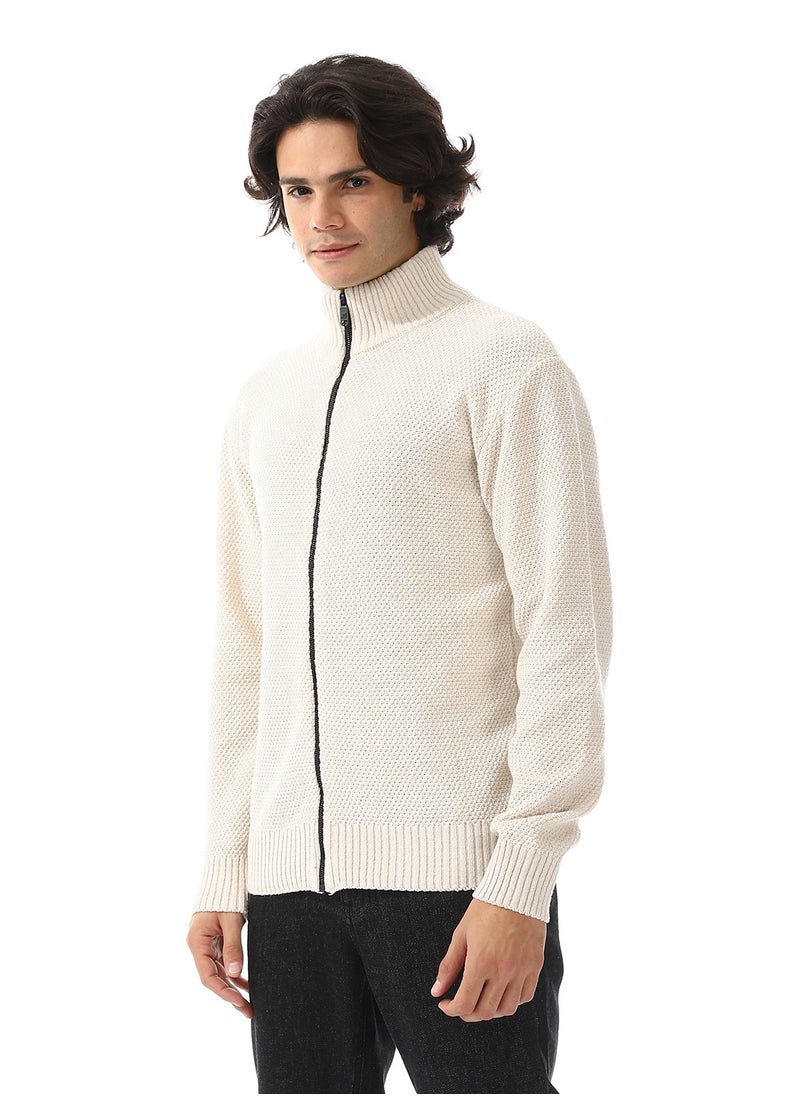 Andora Ribbed Neck & Trim Zipper Sweater  - Image 2