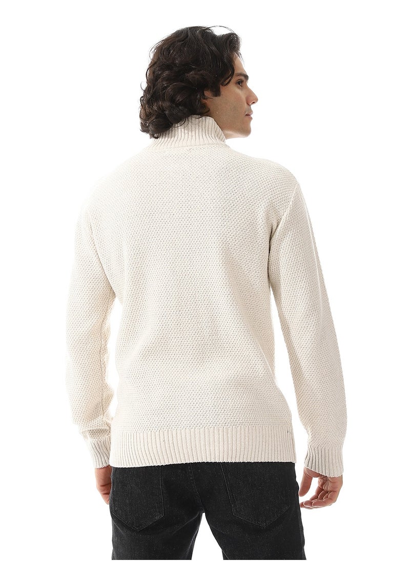 Andora Ribbed Neck & Trim Zipper Sweater  - Image 3