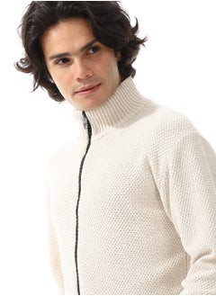 Andora Ribbed Neck & Trim Zipper Sweater  - Image 4