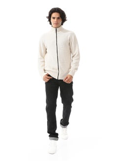 Andora Ribbed Neck & Trim Zipper Sweater  - Image 5