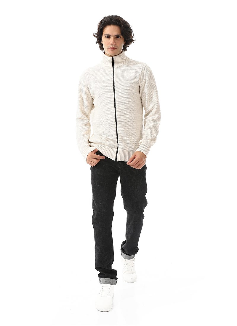 Andora Ribbed Neck & Trim Zipper Sweater  - Image 5