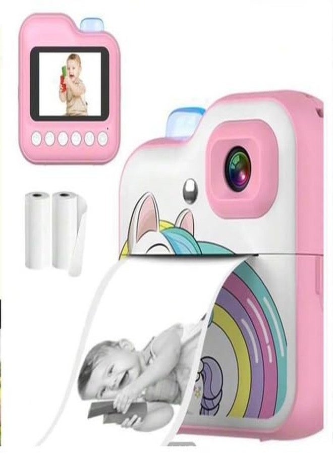 HOMENITY® - Unicorn Mini Portable Children's Digital Instant Print Capture and Print Camera with Videorecord/Mini-Games, Portable Travel Camera Toy for 6+ Years Old with Print Paper & 32G Card - Image 1
