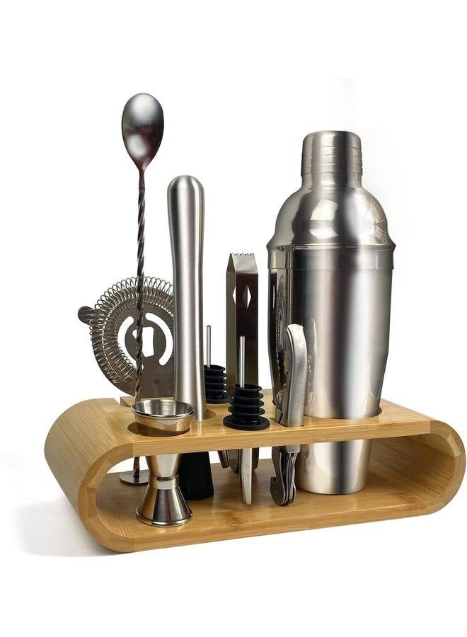 10-Piece Bar Tool Set with Stylish Bamboo Stand - Perfect Home Bartending Kit and Martini Cocktail Shaker Set For an Awesome Drink Mixing Experience  - Image 2