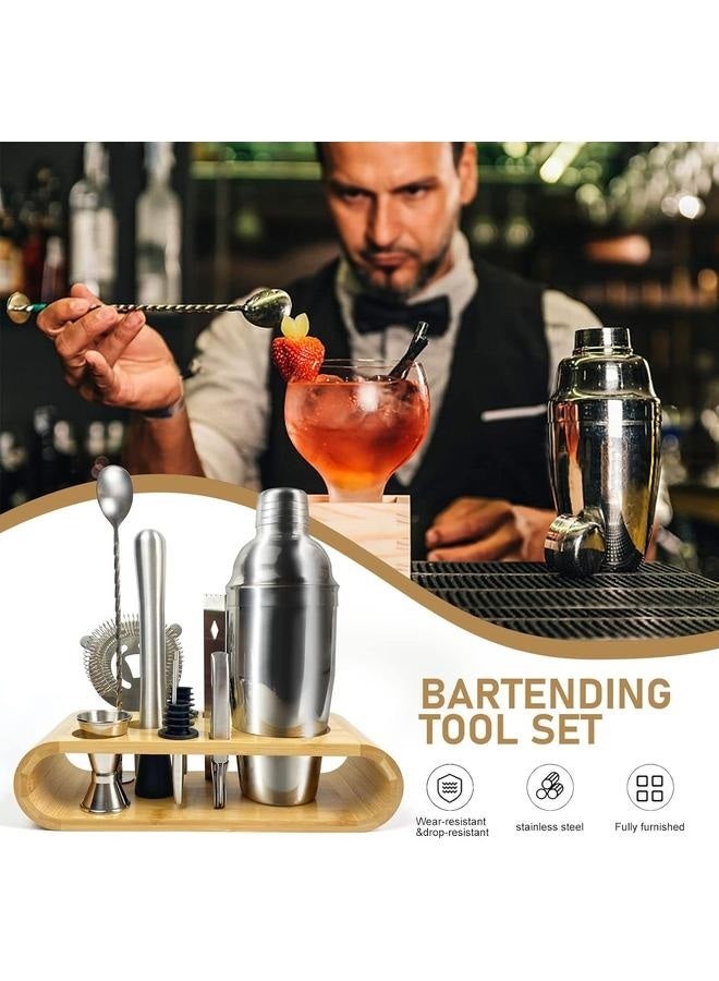 10-Piece Bar Tool Set with Stylish Bamboo Stand - Perfect Home Bartending Kit and Martini Cocktail Shaker Set For an Awesome Drink Mixing Experience  - Image 3