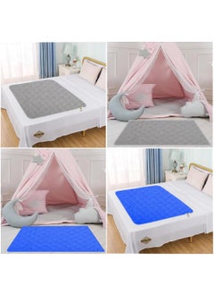 ADBENI HOME ADBENI HOME Quilted Cotton Extra Absorbent Quick Dry Sheet for Baby Baby Bed Protector Waterproof Baby Sheet Cot Sheet Crib Sheets Mattress Protection California King 182x182cm Grey Royal Blue  - Image 3