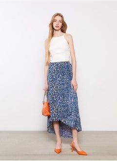 Elastic Waist Floral A-Line Poplin Women's Skirt