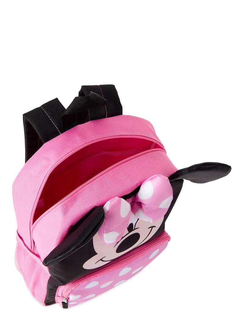 Disney Big Face Minnie Mouse Backpack for Kids Toddlers ~ Premium 14" Minnie School Bag with 3D Ears and Puffy Bow (Minnie Mouse School Supplies Bundle) - Image 4