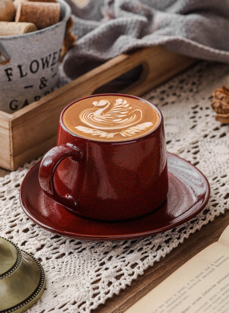 Shuer Ceramic coffee cup, Latte coffee cup，Cappuccino coffee cup，Cup and Saucer Set Suitable for Home Office Restaurant Gifts Garden Party Home Afternoon Tea Set Ceramic Milk Tea Cup Water Cup - Image 1