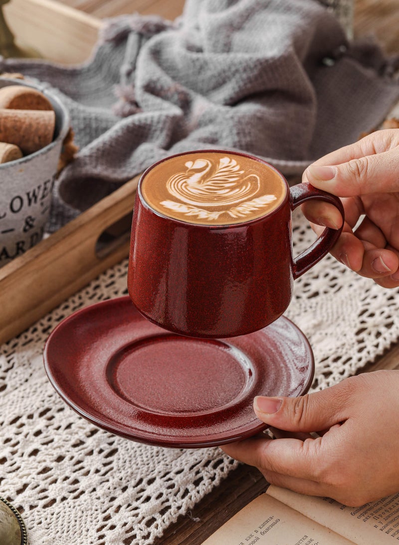 Shuer Ceramic coffee cup, Latte coffee cup，Cappuccino coffee cup，Cup and Saucer Set Suitable for Home Office Restaurant Gifts Garden Party Home Afternoon Tea Set Ceramic Milk Tea Cup Water Cup - Image 3