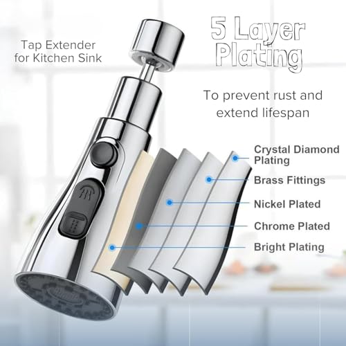 Phueut Kitchen Sink Faucet Extender, Flexible Tap Extension, Easy Access Sprayer, Handheld Steam Cleaner, Pressurized (Black Silver), Standard - Image 3