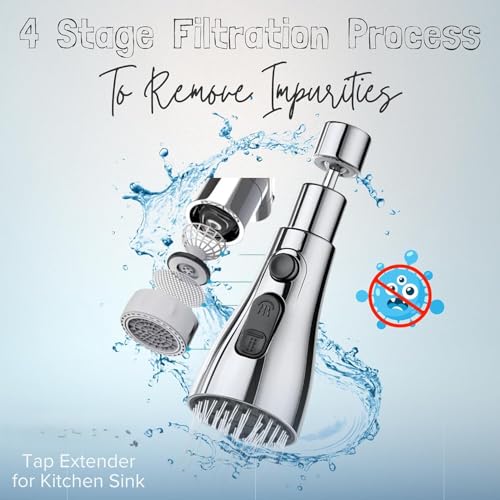 Phueut Kitchen Sink Faucet Extender, Flexible Tap Extension, Easy Access Sprayer, Handheld Steam Cleaner, Pressurized (Black Silver), Standard - Image 5