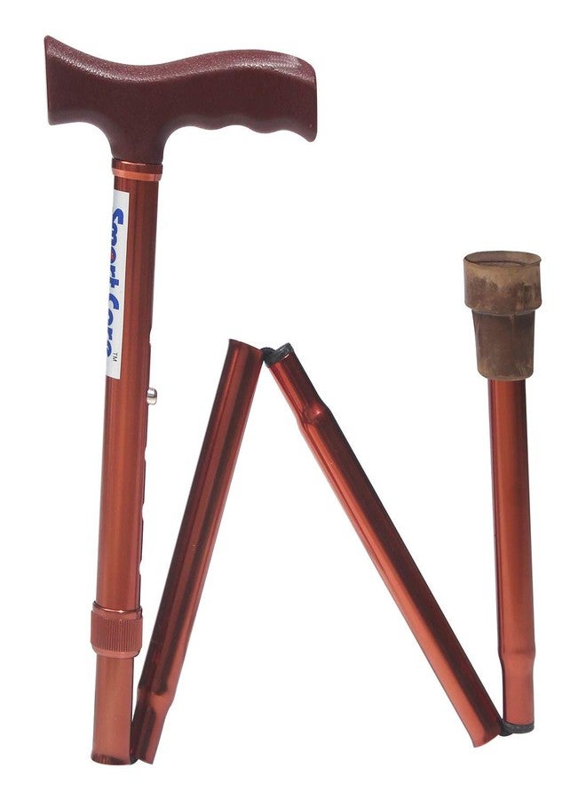 SMARTCARE Smart Care® Folding Cane - Foldable Walking Cane for Men, Women - Fold-up, Collapsible, Lightweight, Adjustable, Portable Hand Walking Stick - Balancing Mobility Aid - Sleek, Comfortable T Handle (Chocolate) (SC927L) - Image 2