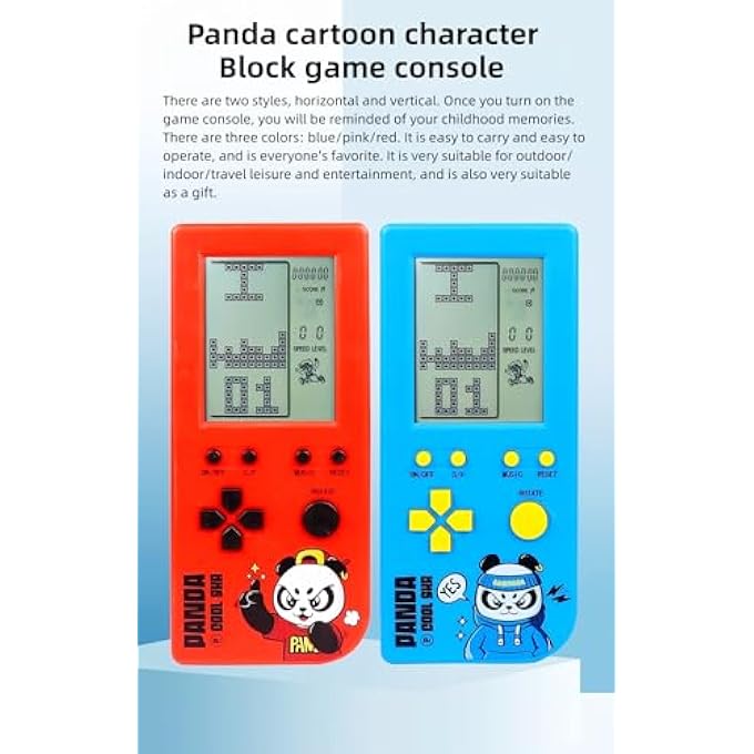 PANDA CARTOON GAME CONSOLE RETRO CUBE 26 BRICK GAMES 2574 LEVELS SPEED/DIFFICULTY ADJUSTABLE ELECTRONIC GAME PORTABLE FOR CHILDREN TOYS GIFTS PUZZLE (HRED) - Image 3