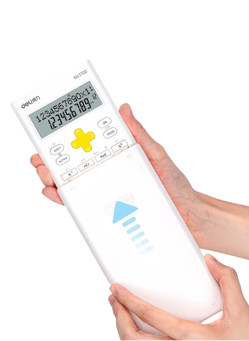 Deli - Scientific calculator double line display function calculator 10+2 students middle and university school with large screen white - Image 1
