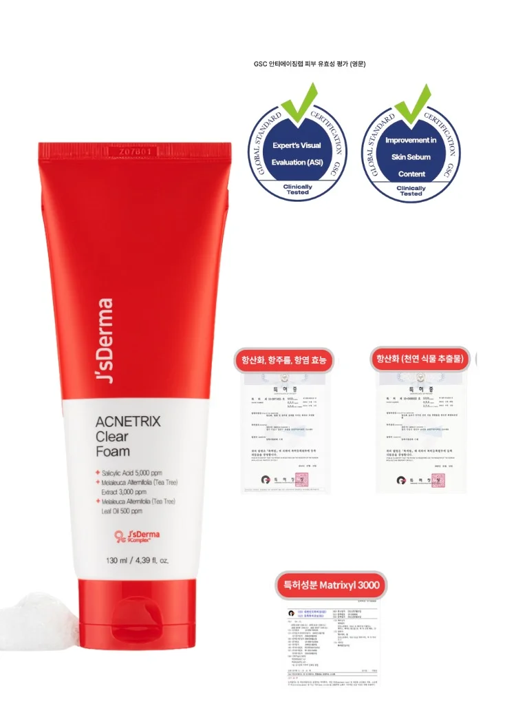 J'sDerma Daily Gentle Foam Cleanser 5,000 PPM Salicylic Acid for Sensitive & Problematic Skin Acentrix Clear Foam Cleanser 130ml