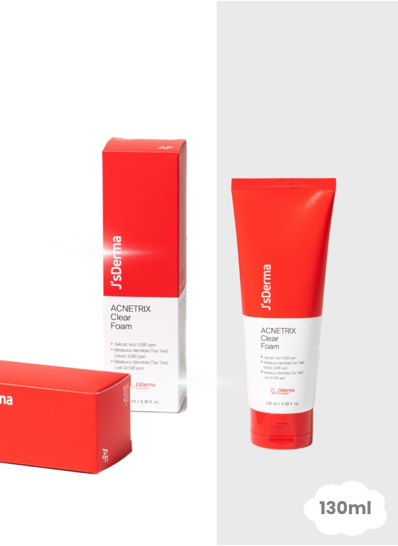 J'sDerma - Acentrix Clear Foam Cleanser - Salicylic Acid, Daily  Gentle Cleanser Foam for Sensitive & Problematic Skin  130ml - Image 1
