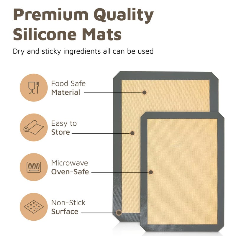 ThreadNanny 4 Pack Silicone Baking Mat Nonstick 2 Half and 2 Quarter Size - 1/4 Silicone Cookie Sheets for Baking Macaron Cookie Set of 2-2 Pack Thick Heavy Duty Reusable Mats Half Sheet for Kitchen Counter - Image 4