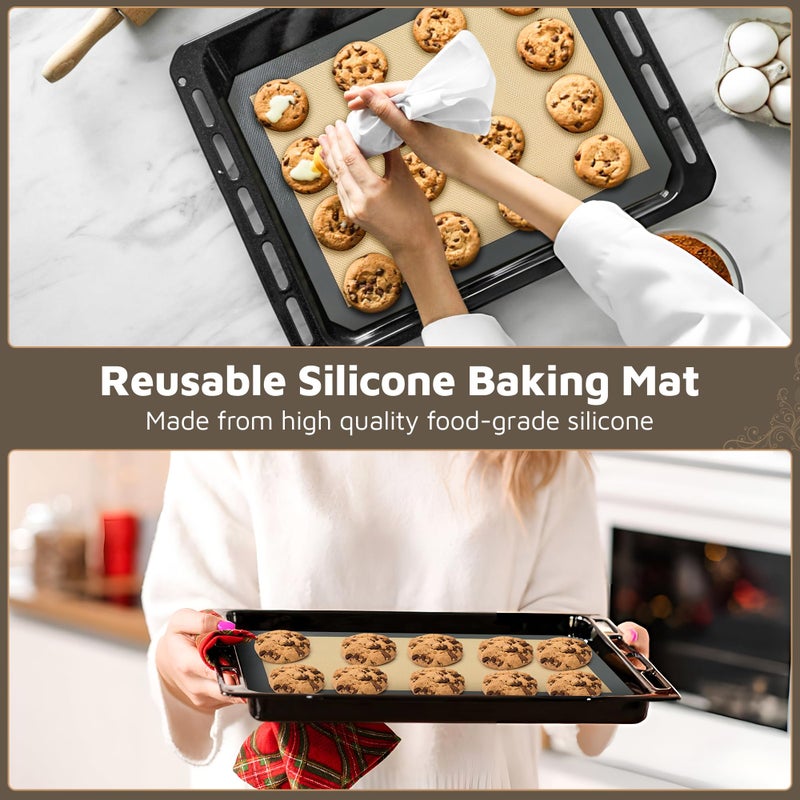 ThreadNanny 4 Pack Silicone Baking Mat Nonstick 2 Half and 2 Quarter Size - 1/4 Silicone Cookie Sheets for Baking Macaron Cookie Set of 2-2 Pack Thick Heavy Duty Reusable Mats Half Sheet for Kitchen Counter - Image 3
