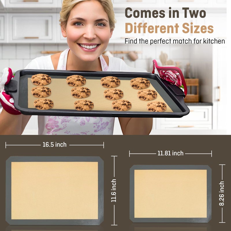 ThreadNanny 4 Pack Silicone Baking Mat Nonstick 2 Half and 2 Quarter Size - 1/4 Silicone Cookie Sheets for Baking Macaron Cookie Set of 2-2 Pack Thick Heavy Duty Reusable Mats Half Sheet for Kitchen Counter - Image 2
