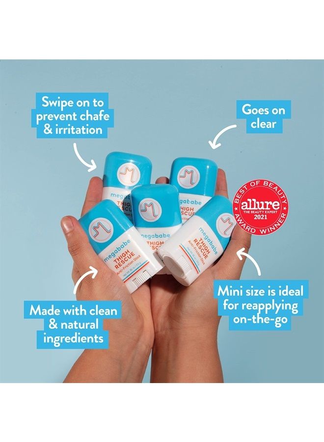 Megababe Thigh Rescue Anti-Chafe Stick Travel Size | Prevents Skin Chafe & Irritation | Thighs, arms, Bra-Lines & More | 0.81 oz - 2 Pack 