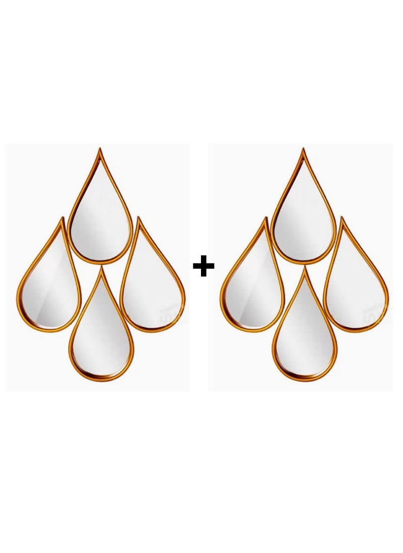 Generic - Set of 2-Pieces Water Drop Wall Mirror Gold. - Image 1