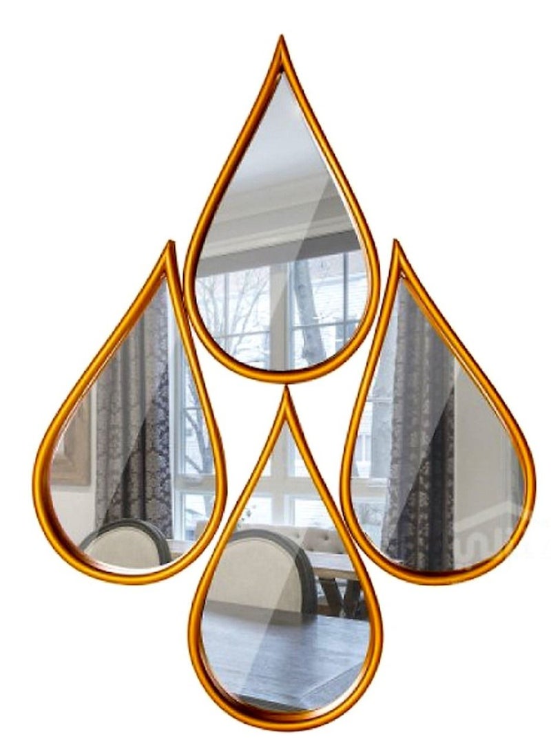 Generic - Set of 2-Pieces Water Drop Wall Mirror Gold. - Image 1