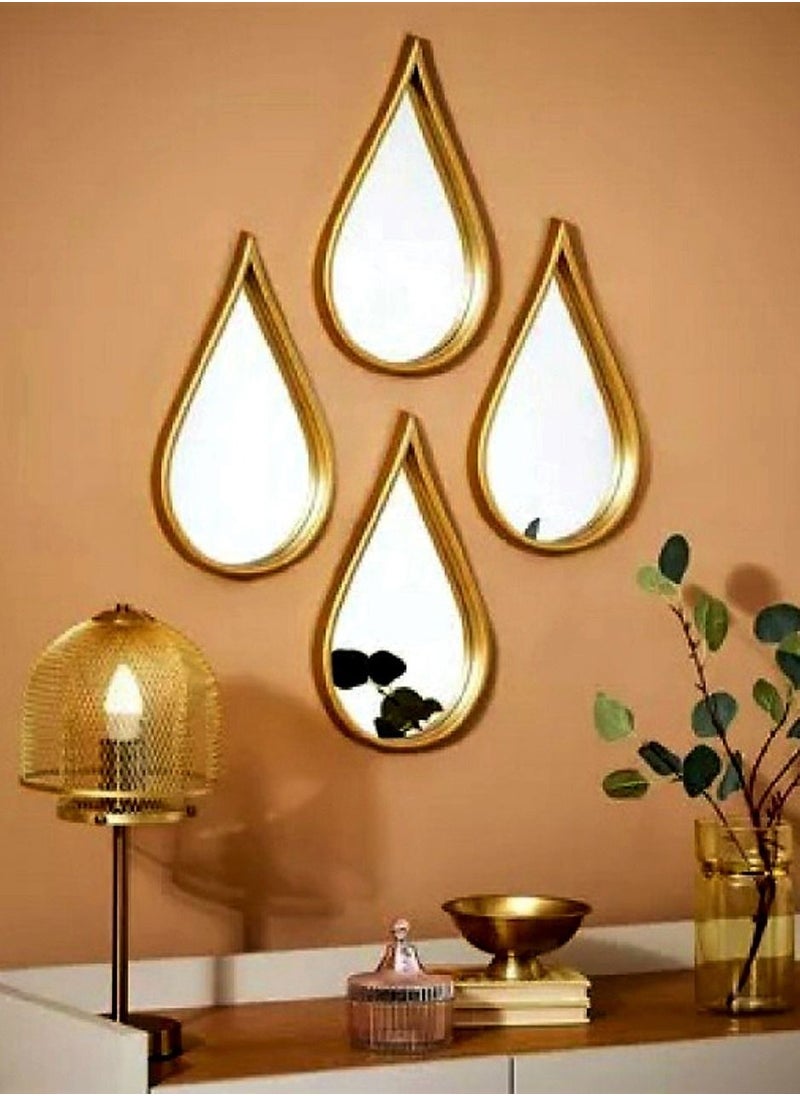 Generic - Set of 2-Pieces Water Drop Wall Mirror Gold. - Image 1