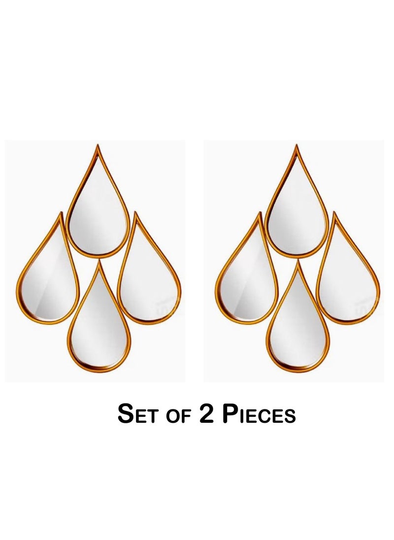 Generic - Set of 2-Pieces Water Drop Wall Mirror Gold. - Image 1