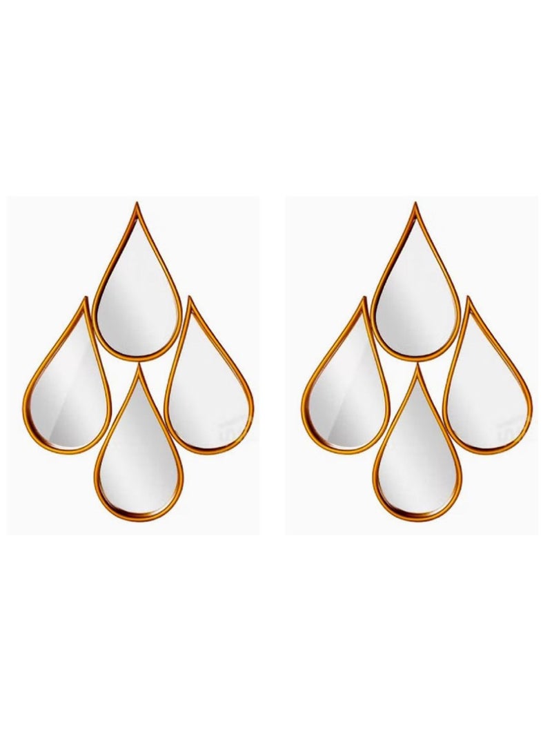 Generic - Set of 2-Pieces Water Drop Wall Mirror Gold. - Image 1