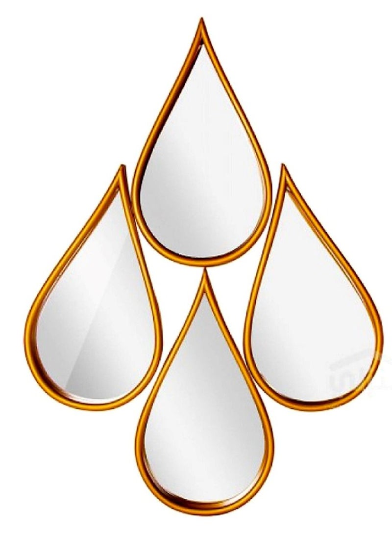 Generic - Set of 2-Pieces Water Drop Wall Mirror Gold. - Image 1