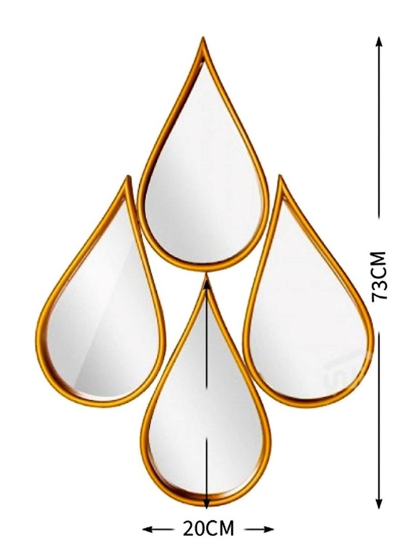 Generic - Set of 2-Pieces Water Drop Wall Mirror Gold. - Image 1