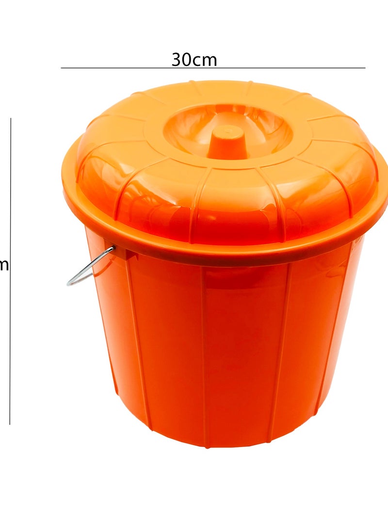 Ideal Pack Plastic Bucket with Lid – 20L Capacity | Heavy-Duty, Durable Storage Container for Home, Cleaning, Gardening, and Industrial Use (Orange) - Image 4