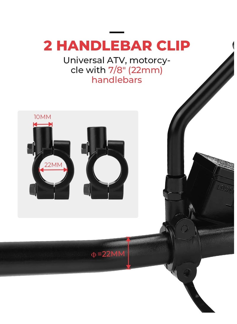 SYOSI Motorcycle Mirror, Universal Motorcycle Mirror with M8 M10, Motorcycle Rear View Mirror with Holder, Mirror for Motorcycle, Moped, Scooter, Rear View Mirror Compatible with MT07 - Image 2