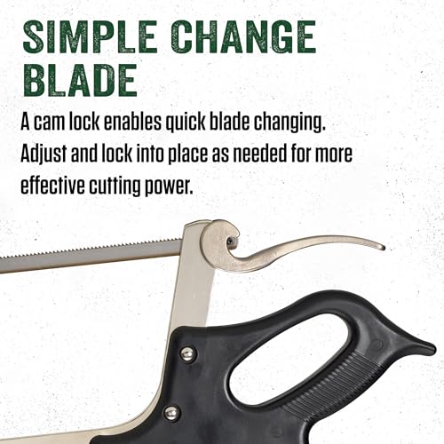 LEM Products 22" Meat Saw with Tightening Cam, Heavy Nickel-Plated Frame, Black Handle - Image 4