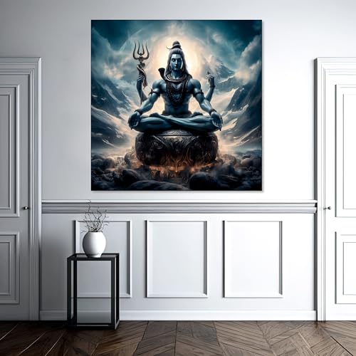 The Castle Decor Lord Shiva Painting with Frame Big Size (24X24) Wall Art for Living Room, Bedroom, Drawing Room, Hotels-Wooden Framed-Digital Painting - Image 2