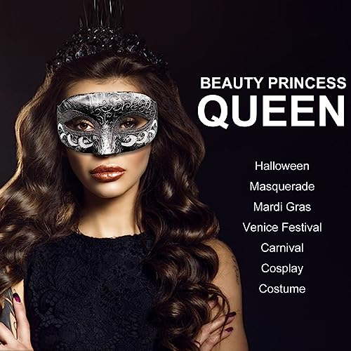 Ralleyfun Men Masquerade Mask Couple Venetian Mask for Party Halloween Costume Carnival (Black+Red) - Image 5