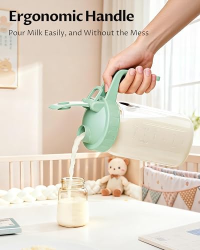 VA1KENE 32oz Breast Milk Pitcher with Lid – Leak-Proof & Airtight Glass Storage Container, Breastfeeding Essentials for Breastmilk, Wide Mouth Mason Jar Pitcher, Fast Formula Maker - Image 5