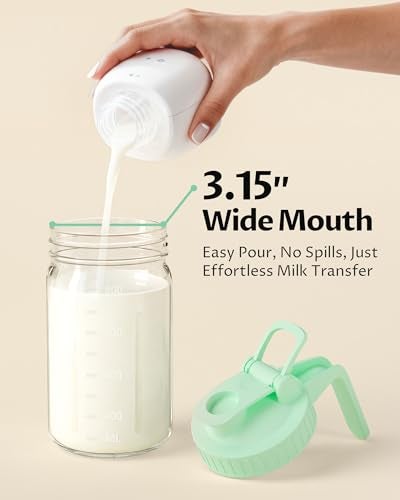 VA1KENE 32oz Breast Milk Pitcher with Lid – Leak-Proof & Airtight Glass Storage Container, Breastfeeding Essentials for Breastmilk, Wide Mouth Mason Jar Pitcher, Fast Formula Maker - Image 4