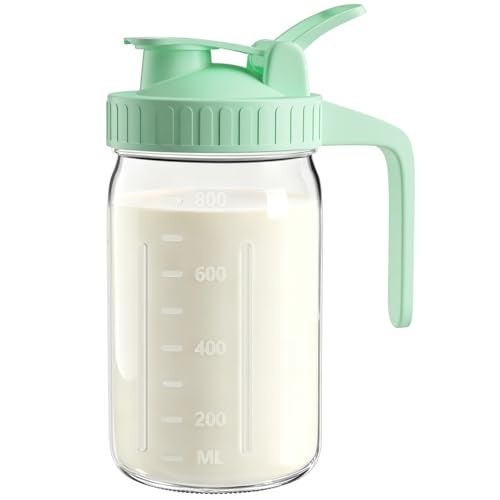 VA1KENE 32oz Breast Milk Pitcher with Lid – Leak-Proof & Airtight Glass Storage Container, Breastfeeding Essentials for Breastmilk, Wide Mouth Mason Jar Pitcher, Fast Formula Maker - Image 1