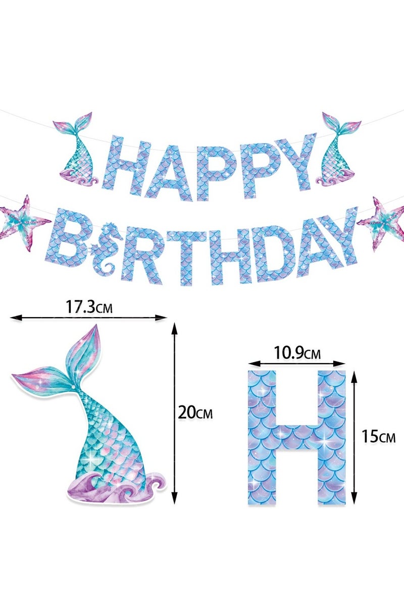 هالامودو مجموعة ديكورات حفلة عيد ميلاد حورة البحر - 29PCS مجموعة إمدادات حفلة حورة البحر ، مثالية لحفلات الاستحمام للأطفال وحفلات عيد ميلاد البنات - Image 4
