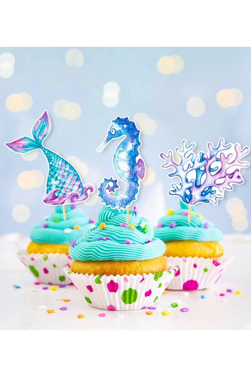 هالامودو مجموعة ديكورات حفلة عيد ميلاد حورة البحر - 29PCS مجموعة إمدادات حفلة حورة البحر ، مثالية لحفلات الاستحمام للأطفال وحفلات عيد ميلاد البنات - Image 5