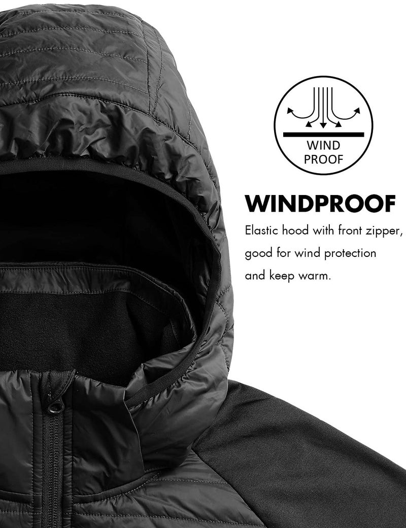 baleaf Men's Running Jacket Lightweight Warm Up Puffer Jacket Hybrid Thermal Hiking Golf Insulated Coat Thumble Hole Black XL - Image 5