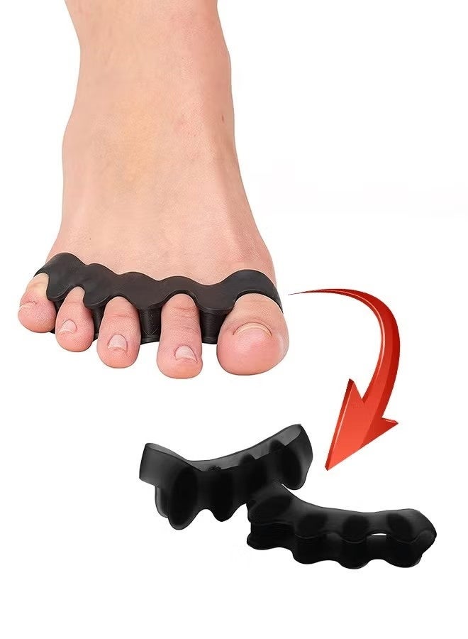 فواصل أصابع القدم، قطعتان، أسود، للاستخدام في العناية بالقدمين، وعلاج التهاب اللفافة الأخمصية، وأصابع القدم المطرقية، وأصابع القدم المخلبية، وغيرها من حالات القدم. مناسبة للرجال والنساء. - Image 1