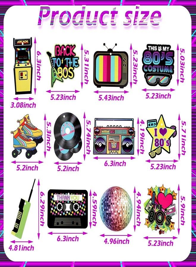 Chinco 80s 90s Party Decorations Retro 1980s Hip Hop Hanging Swirls Ceiling Decor for Adults Back to The 80s 90s Throwback Birthday Neon Rock Party Supplies(Stylish Style) - Image 3