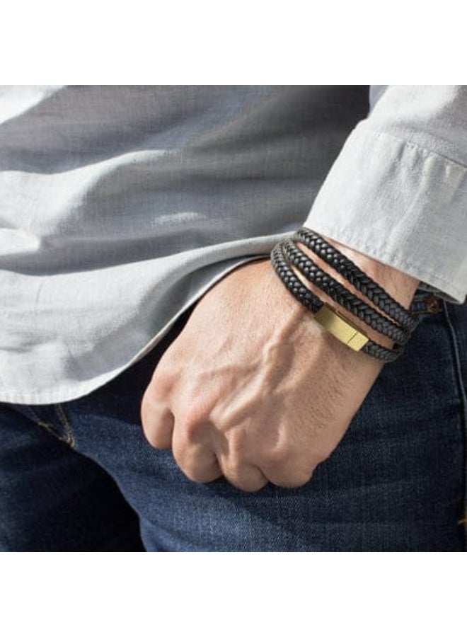 osir Multi-Layer Braided Leather Bracelet with Elegant Metal Clasp - Image 1