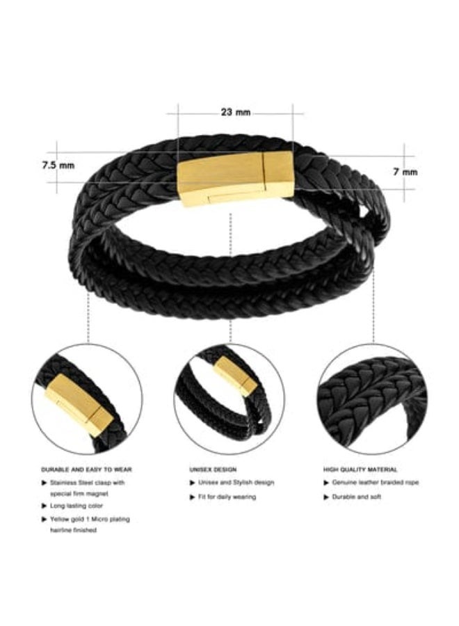 osir Multi-Layer Braided Leather Bracelet with Elegant Metal Clasp - Image 3