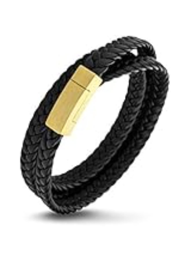 osir Multi-Layer Braided Leather Bracelet with Elegant Metal Clasp - Image 4