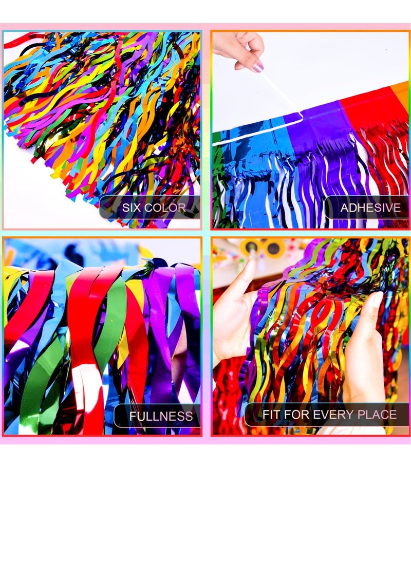 Rainbow Party Decorations, Rainbow Wavy Table Skirt Party Decorations, 2 Pack Metallic Tinsel Foil Fringe Table Skirts, Perfect Table Decors for Birthday, Holiday, Wedding, Engagement, Bridal Shower - Image 2