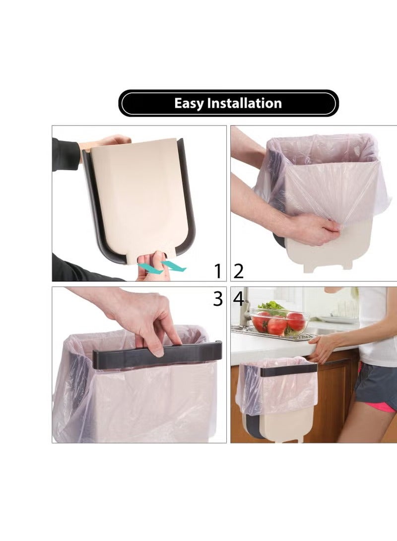 Kitchen Cabinet Door Hanging Trash Can Bins Small Foldable Hanging Rack for Bathroom Bedroom Office Portable for Home and Outdoor, Top Open  - Image 5